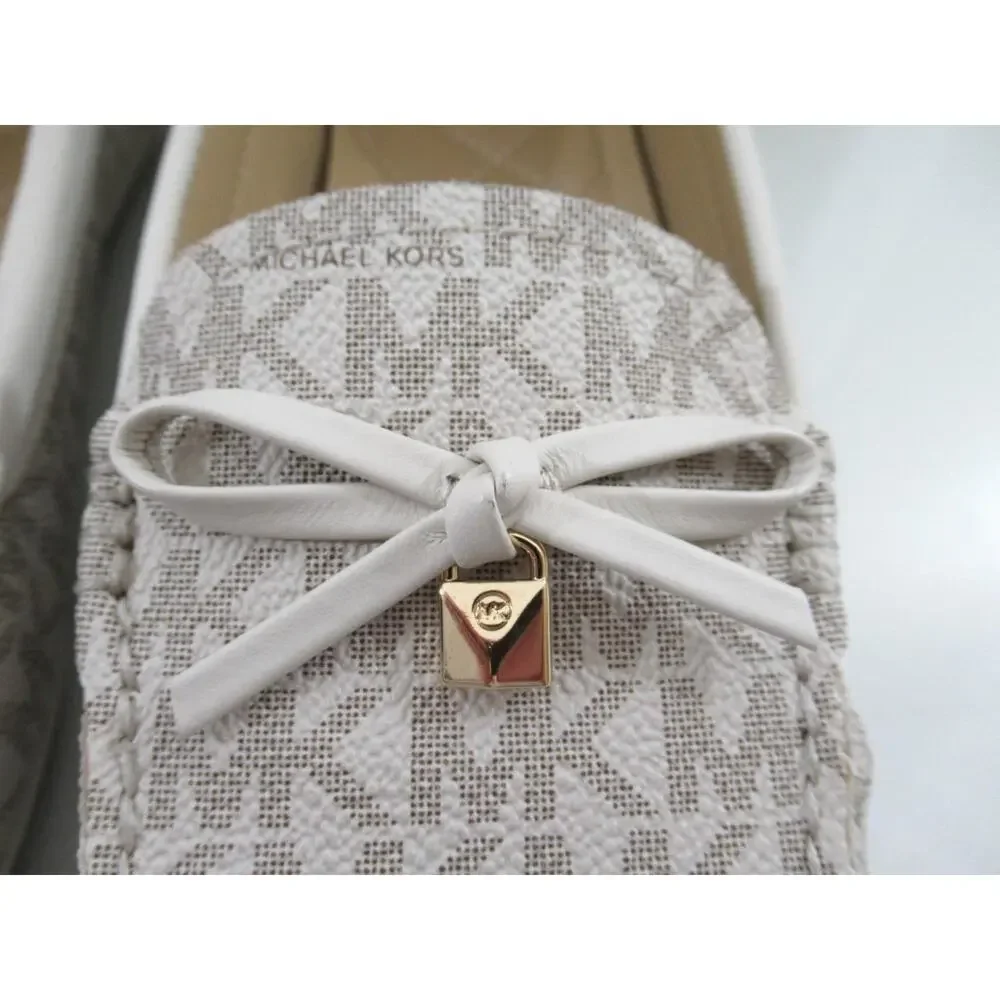 Michael Kors Juliette Moccasin Driver Flat Shoes MK Signature Vanilla Size 7.5
